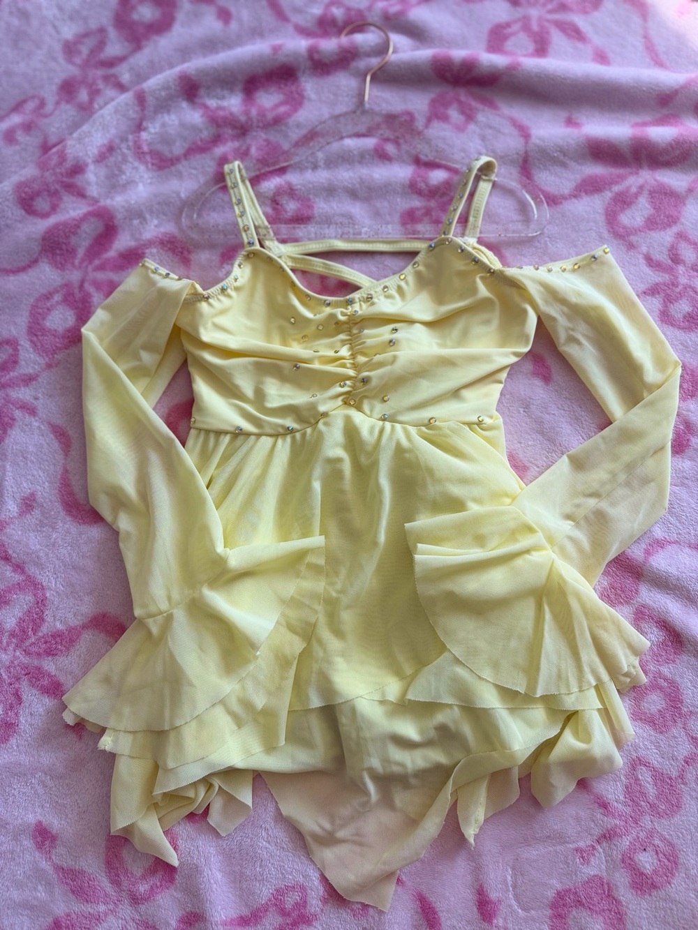 Revolution Yellow Dance Costume with Rhinestone Accents